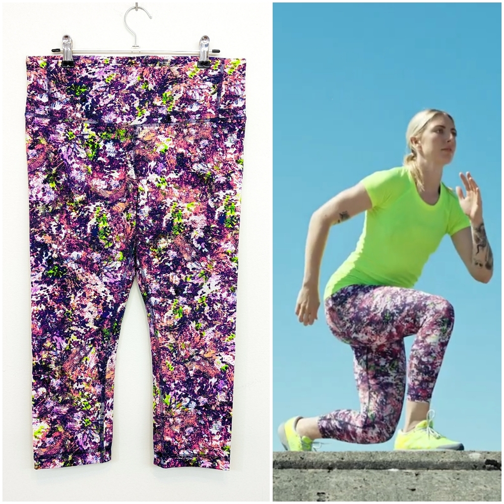 RARE Lululemon Seawheeze Speed Wunder Crop Neon Forest Fern